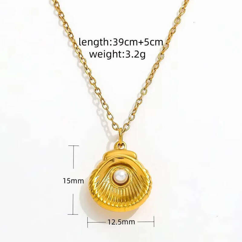 Fenny Wholesale PVD Plated Waterproof Fashion Classic Coean Shell Starfish Pearl Pendant Stainless Steel Necklace for Women
