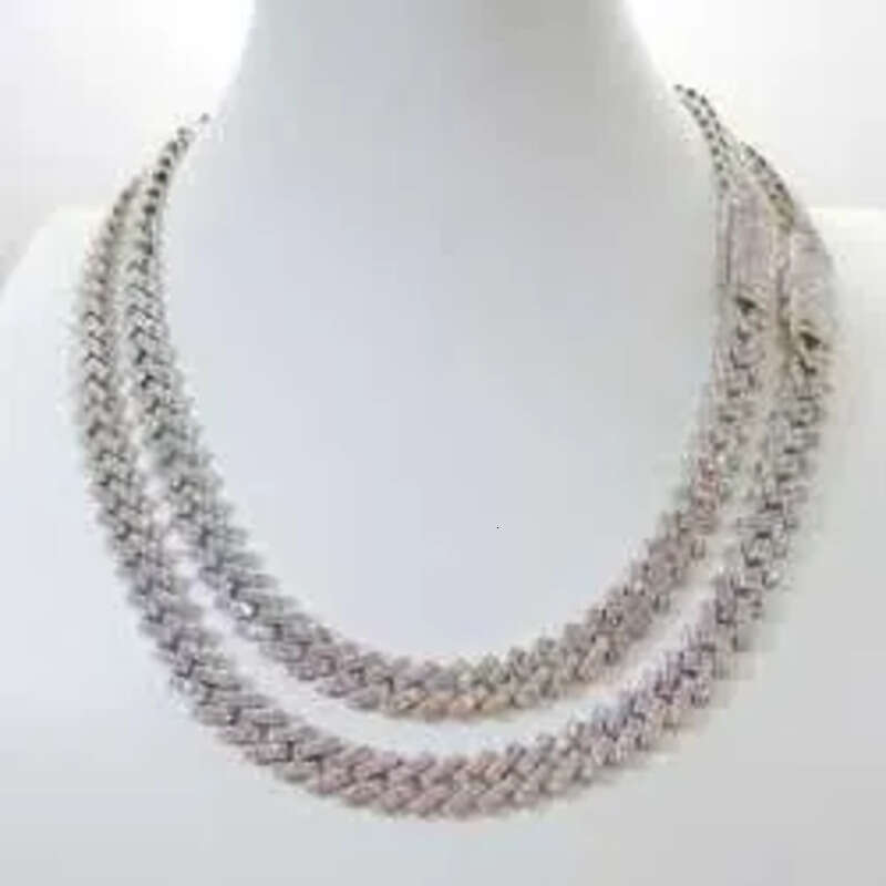 Pass Dia Tester Iced Out Vvs Moissanite Sterling Sier 10mm Cuban Link Chain