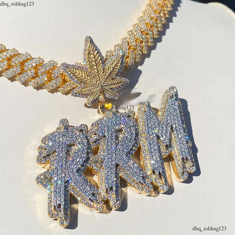 Custom Initial Letter Chain Customized Full Iced Out S Charm Vvs Def Moissanite Dia Name Pendant Necklace