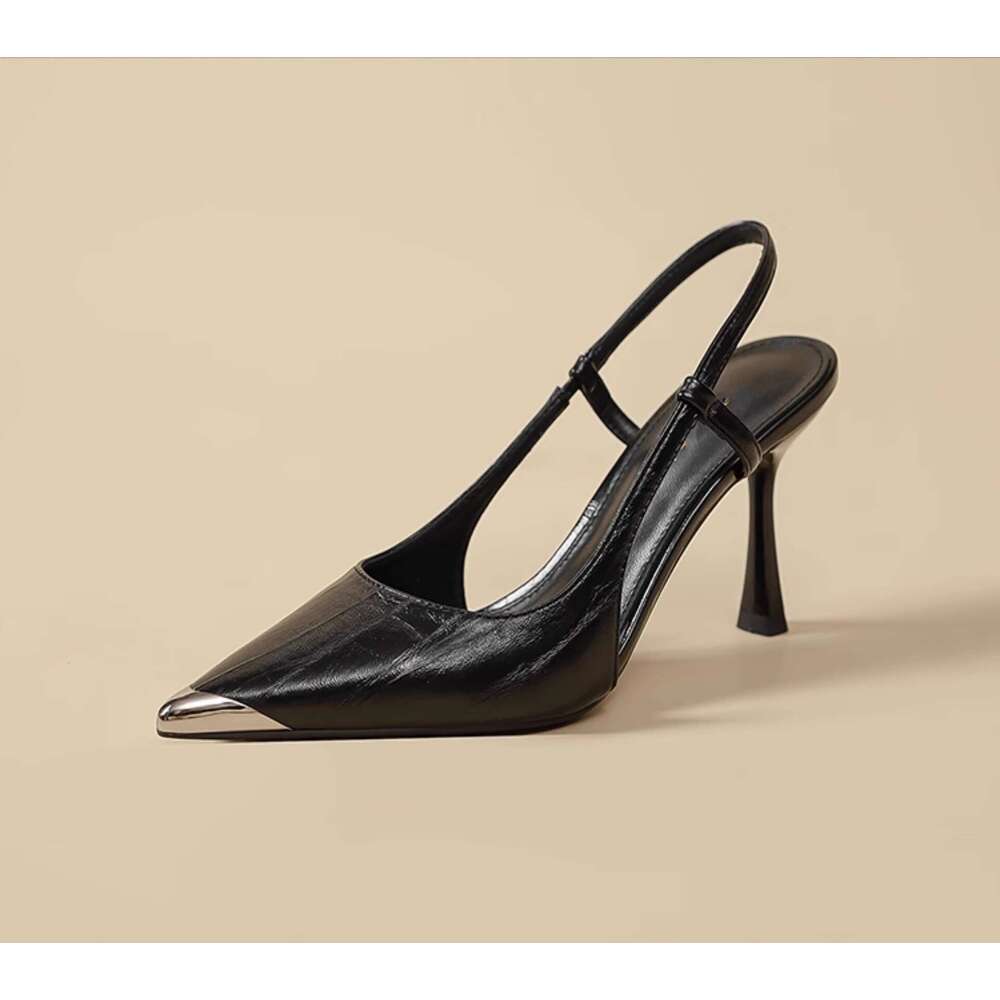 Silver Sandals for Women Designer Shoe 2025 New French Style heelegant High-end Closed Toe Backless Dress Shoes with Thin High heels