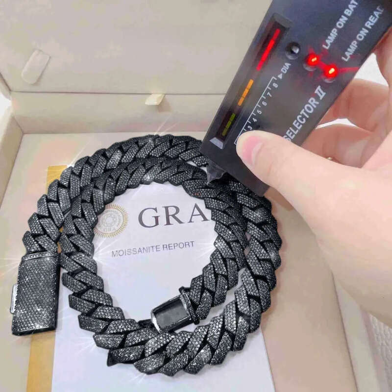 20MM Width Soild Sier Iced Out Moissanite Cuban Chain Necklace for Men's necklace Free delivery