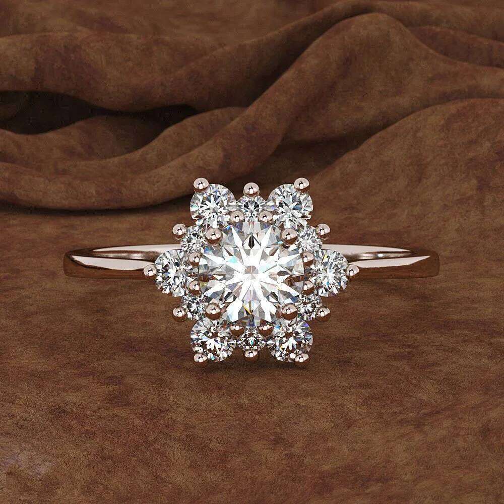 Yellow 1.5 Carats for Women Engagement Bizuteria Anillos Gemstone 14K Gold and Dia Wedding Ring