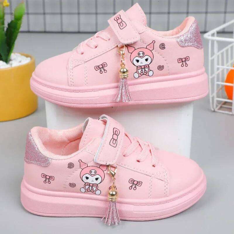 2025 Children's Little White Girls' Student Flat Bottom Casual Sports Low Top Spring Korean Plate Shoes