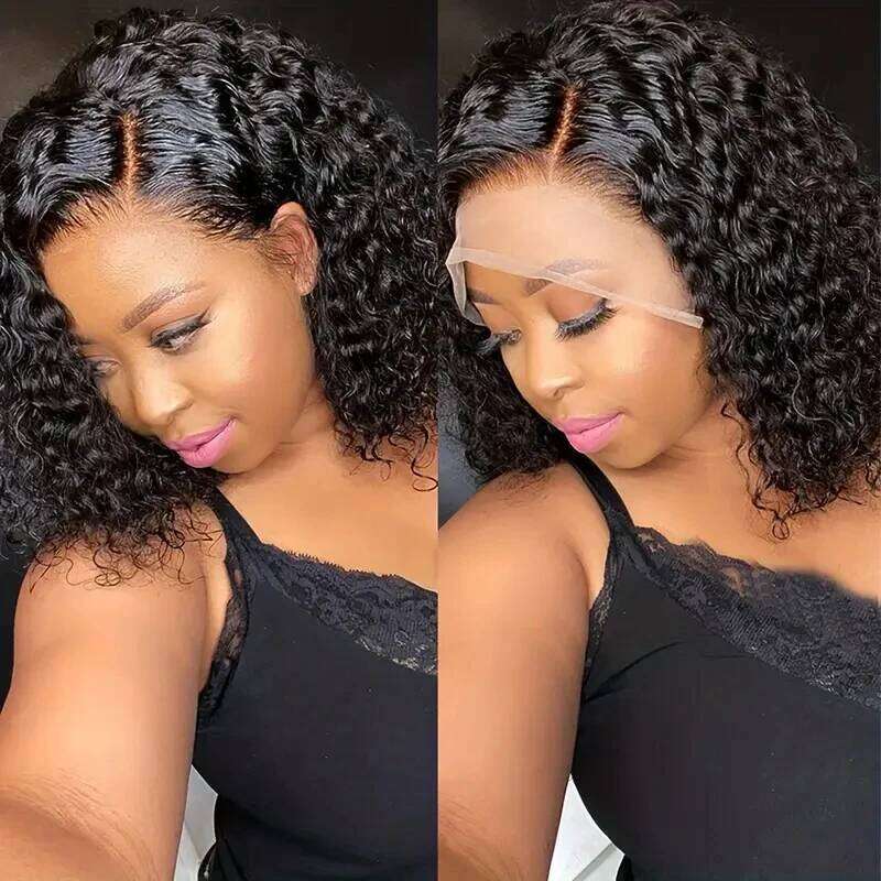 Glueless Wave 250% 13X6 Transparent HD Lace Front 100% Human Hair Deep Curly Short Bob Wigs Pre Plucked Xiusiyuan2510