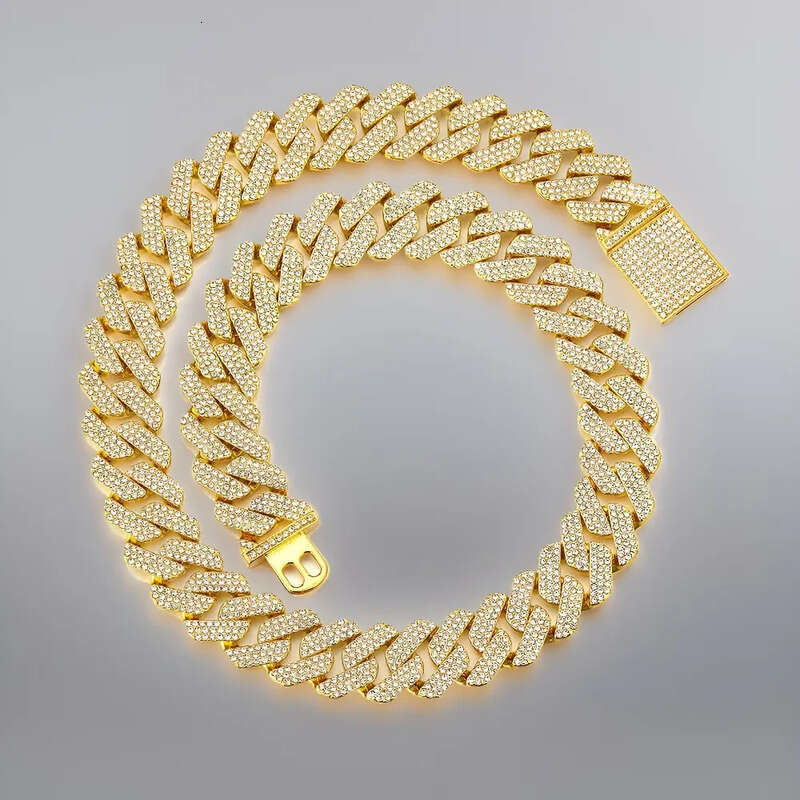 Fashion jewelry 20MM3 row moissanite hip-hop Cuban chain exaggerated rap men's designer necklace