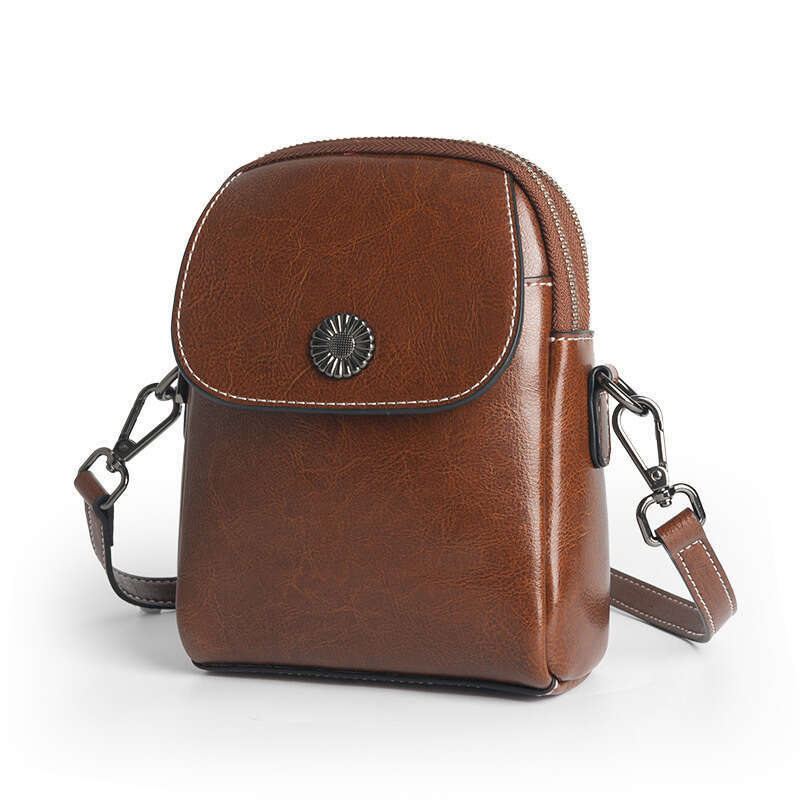 Genuine Leather Small 2025 New Crossbody For Women Versatile Vertical Multi-Layer Shoulder Fashionable High-End Phone Bag Trendy