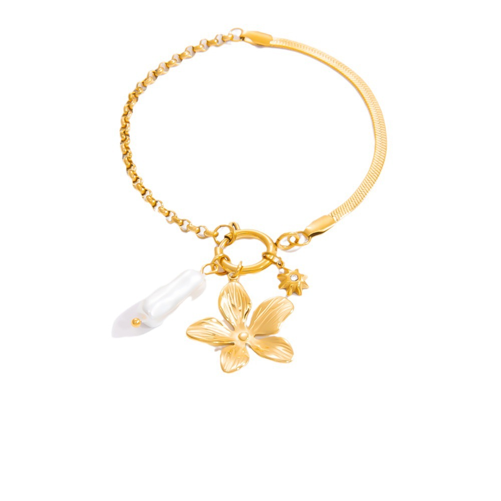 Design Titanium Steel Pearl Bracelet for Women High-end Flower Simple Fashion Jewelry