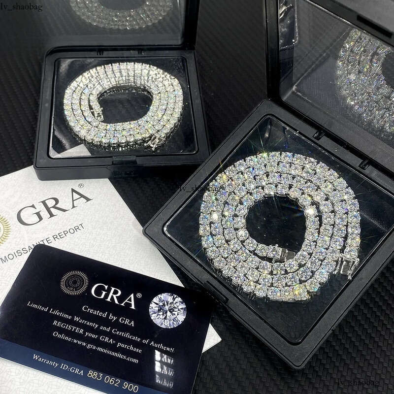 Cheapest Price Hip Hop Sier Gra VVS Moissanite Dia Tennis Chain 3MM 4MM 5MM 6.5mm Necklace Men Women Cuban Jewelry