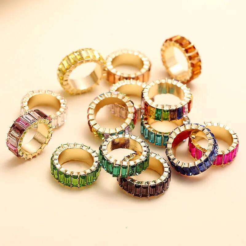 Fashion 3A Cubic Zirconia For Women Men 2020 Bohemian Colorful Rainbow Ring Woman Diy Statement Rings Party Wedding Jewelry