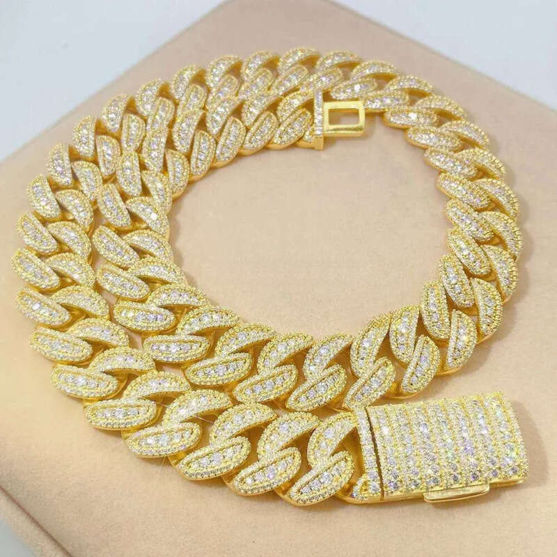 New Arrival Designer Bracelet 20mm Full Set Mosonite S Sier Cuban k Chain Trendy Brand Necklace Accessories for Men Women Hip Hop Pass Dia Tester Gift