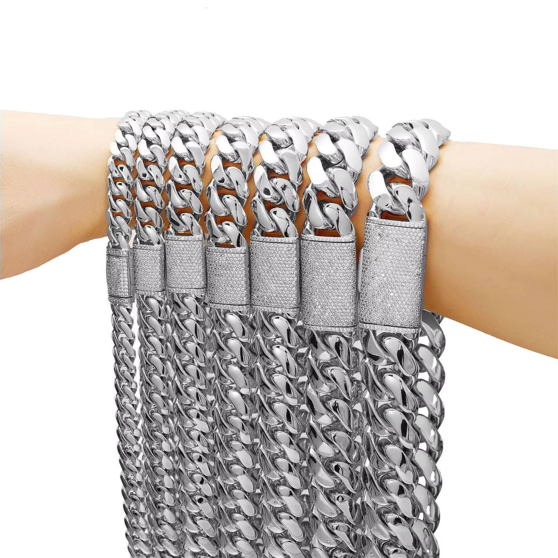 2026 Designer necklace Mens Stainless Steel 8mm 10mm 12mm 14mm 20mm 22mm Cuban Chain Cover Micro Inlaid Fashion Necklaces