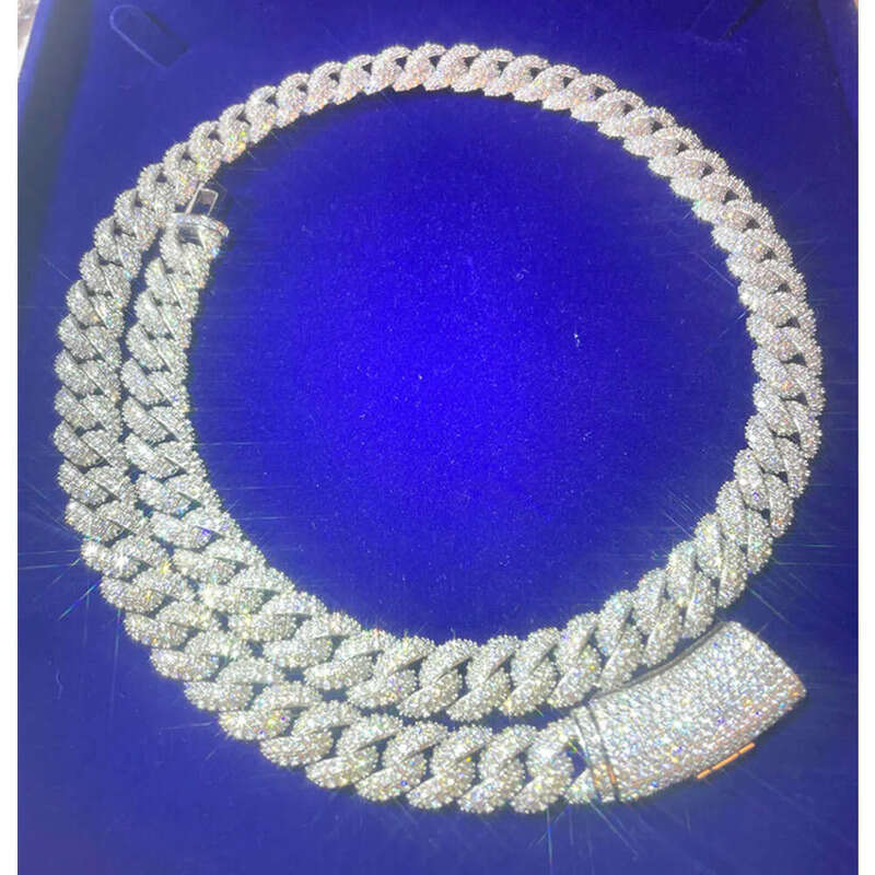 Rts Hip Hop 6mm 9mm 13mm Wide Sier d Color Moissanite Necklace Cuban Link Chain