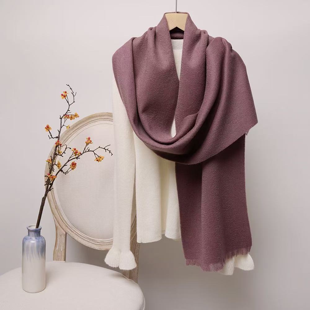 T1952 pure wool scarf neck warm autumn and winter all-match solid color