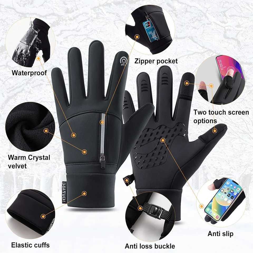 GTUBIKE Winter Fishing Gloves 2 Fingers Flipped Waterproof Winter Gloves Windproof Photography Men and Women Warm Fishing Tools Z250925