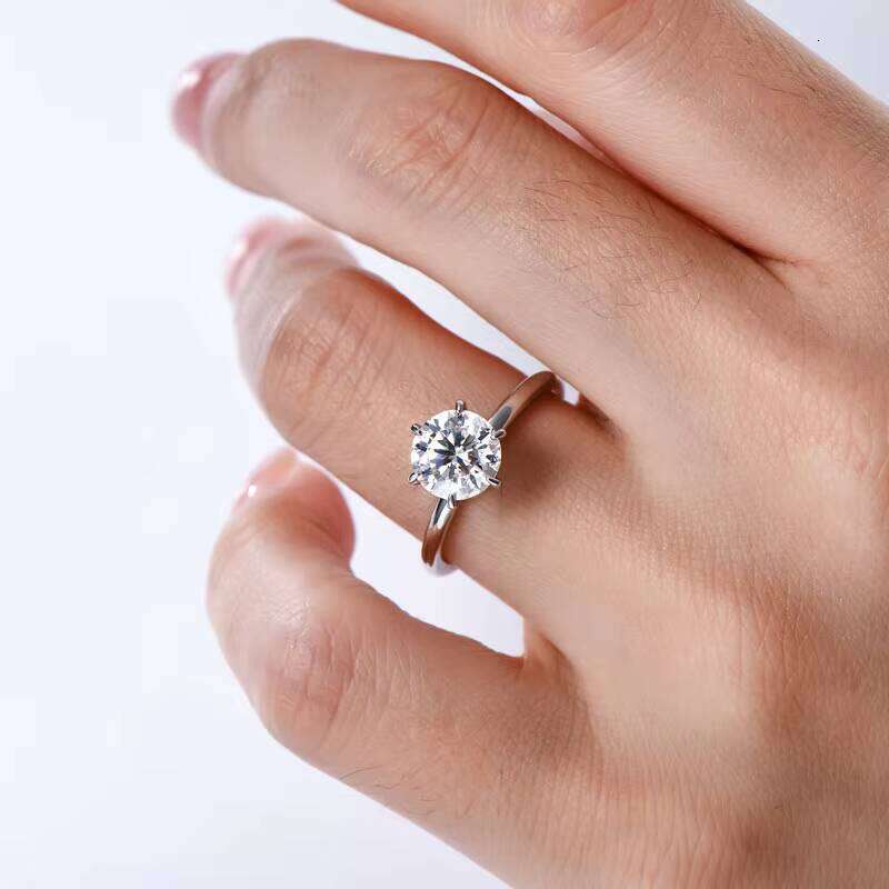 Fashion Jewelry Pure Silver Engagement Wedding 2ct Solitaire Silicon Stone Ring