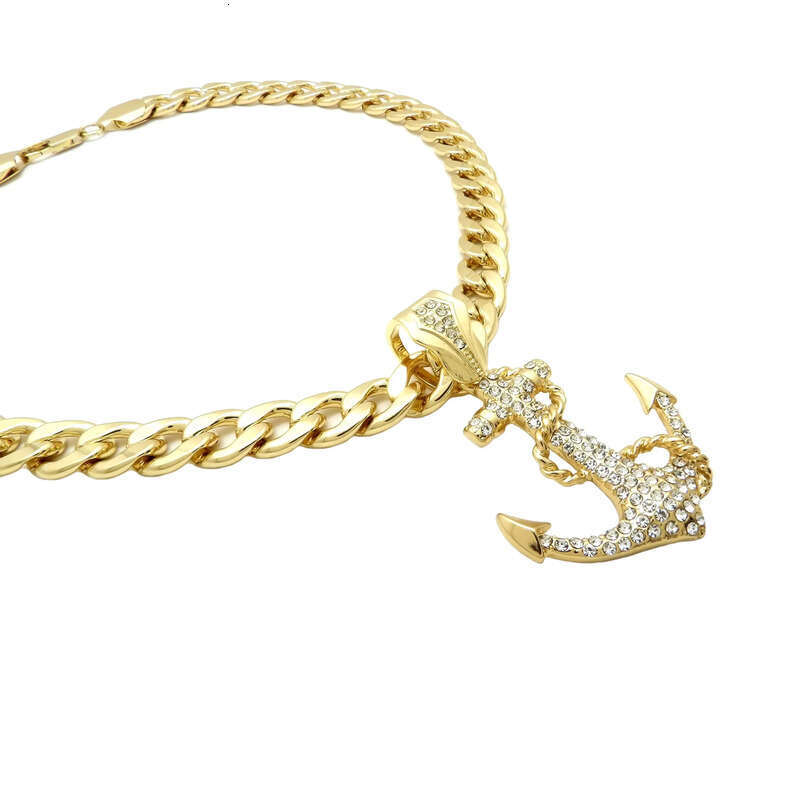Hip Hop Fashion Iced Out Anchor Certified Gold Dia Pendant 20 11mm Cuban Chain for Your Husband