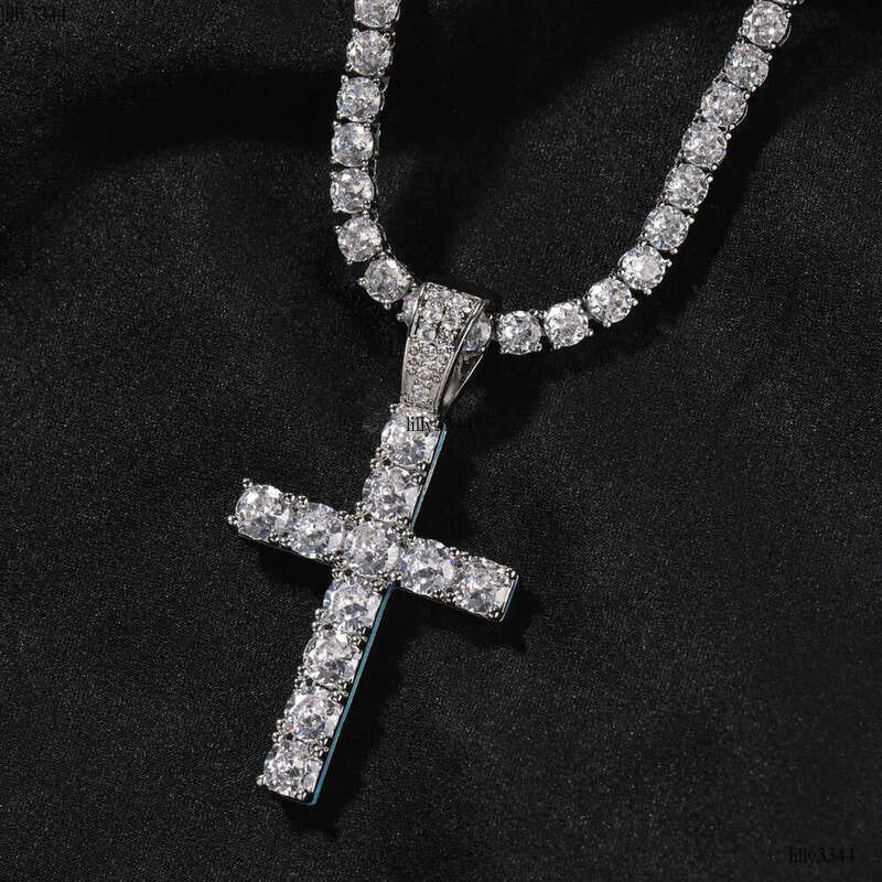 necklace moissanite chain New Cross Personalized Side Glow Set PendantCuban Chain Hip Hop Personality jewelry Moissanite dia
