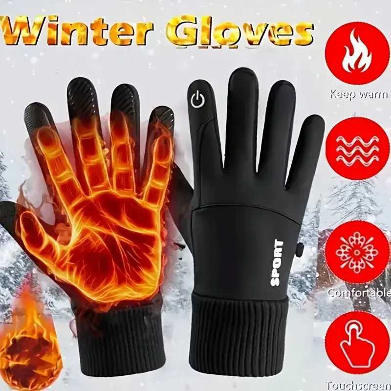 Fleece Lined Winter Thermal Gloves Waterproof Windproof Full Finger Touchscreen Gloves Outdoor Sports Cycling Motorcycle Warm Z250925
