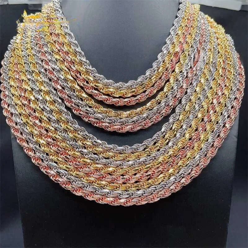 price gold 6mm solid sterg sier vvs moissanite chains men rope chain