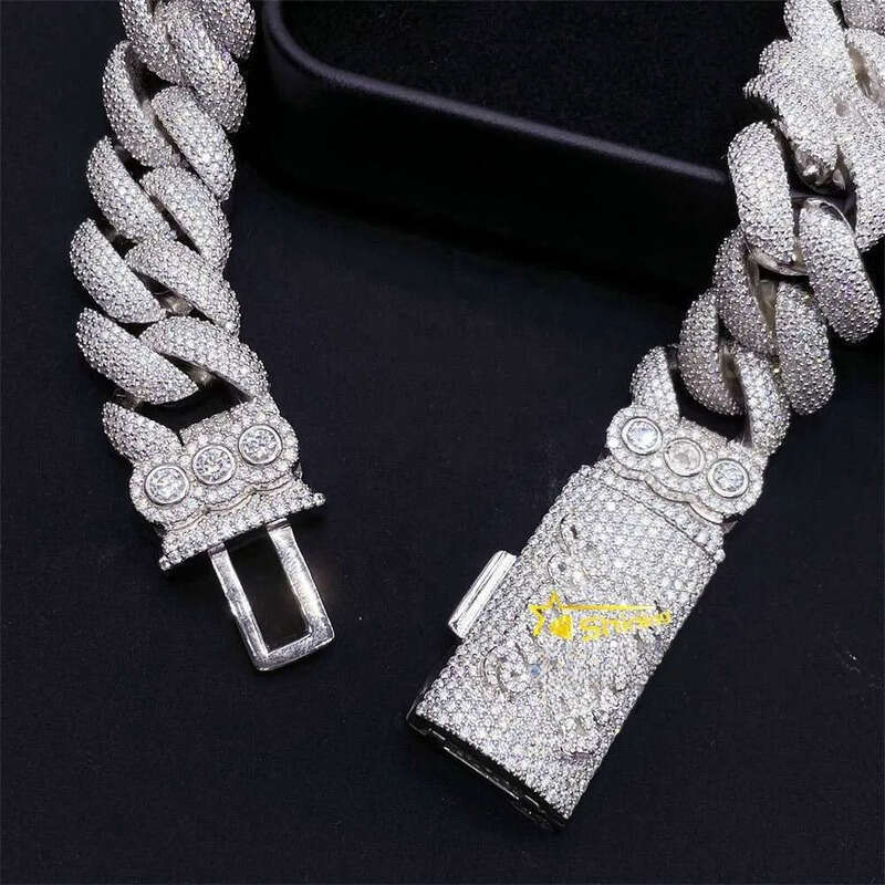Big 20mm Necklace Hip Hop Jewelry Sier Vvs Dia Moissanite Iced Out Cuban Link Chain Custom