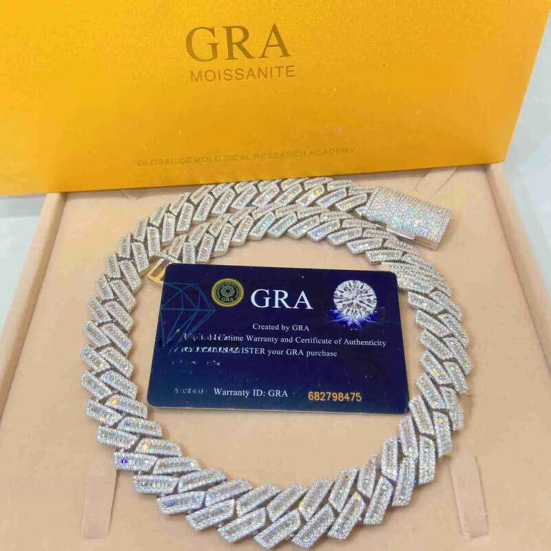 necklace moissanite dia men designer Customization Cuban Full Iced Out Hiphop Chain Pass The Dia Test ice out cuban k chain
