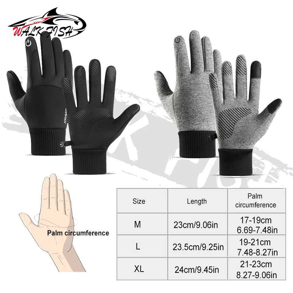 WALK FISH Fleece Fishing Gloves Nonslip Thermal Touch Screen Windproof Waterproof Men Running Skiing Bicycle Motorcycle Gloves Z250925