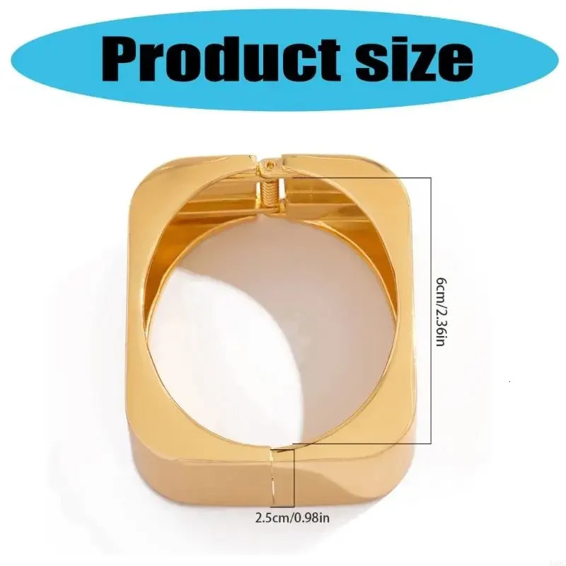 Polished Gold or Silver Tone Wide Bangle Geometric Lightweight Cuff Bracelet For Fashion Forward Women H8WF 250930
