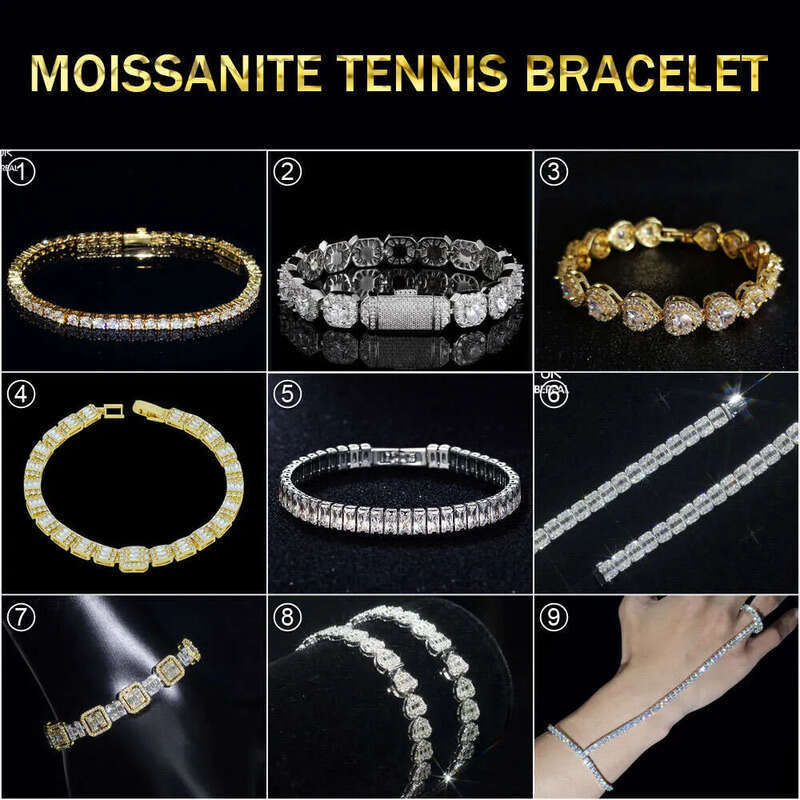 New Design Black Vvs Moissanite Tennis Chain Necklace Pass Tester Iced Out Dia Sier Bracelet For Men Women