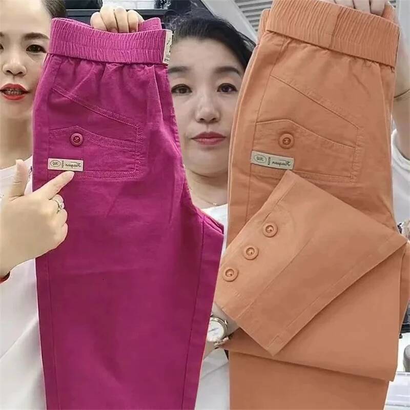 New 2025 Fashion Korean Women's Spring Summer Casual Slim Elastic Waist Pants Female Harun pants Ladies Trousers dongdumaoyi