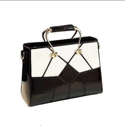Luxury bag New Style Elegant Patchwork Handbag Genuine Women s Color Block Patent Leather Crossbody Bag Trendy