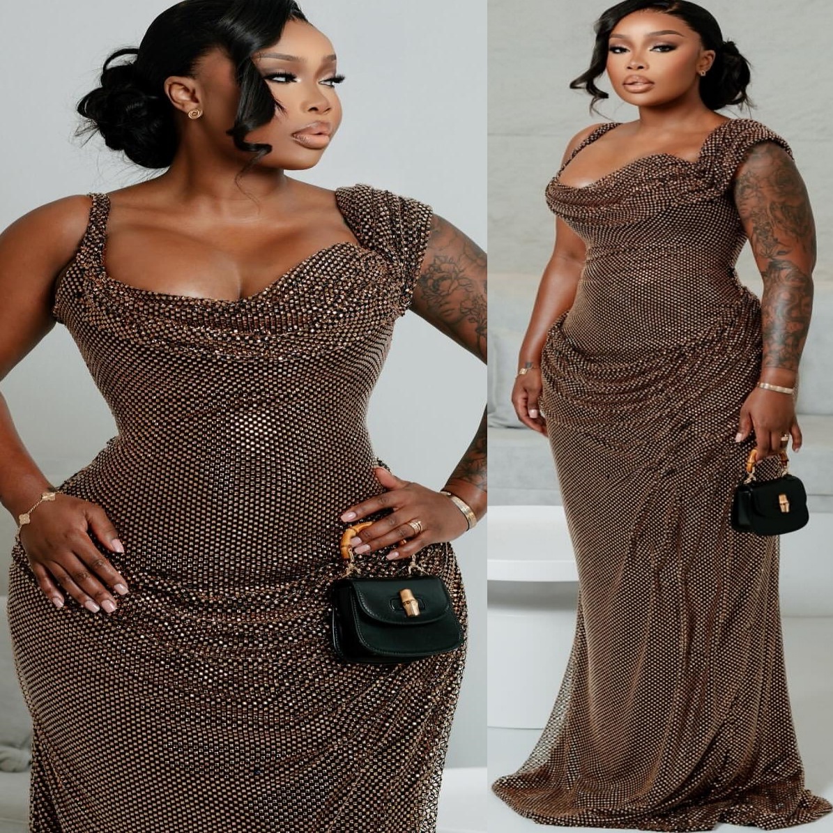Mermaid Gold Evening Dresses Crystals Spaghetti Sequined Luxurious Prom Formal Party Second Birthday Engagement Gowns Plus Size Dress For Special Occa
