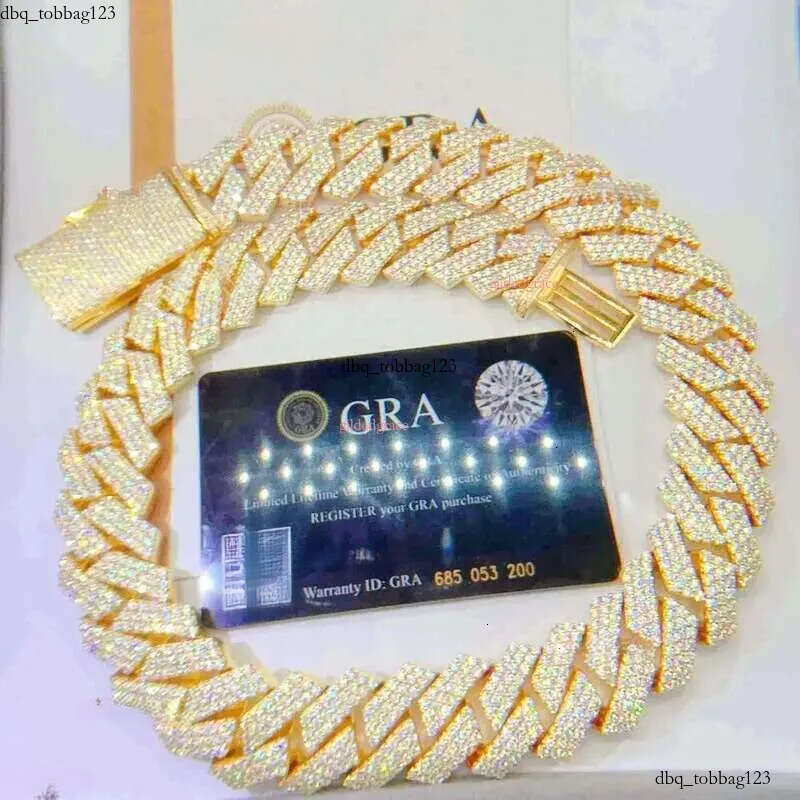 Necklace Moissanite designer sier rose gold iced out pass dia tester pendant Sterg Vvs cuban k chain