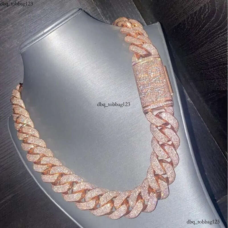 20 MM VVS Moissanite Dia Thick Cuban Link Chain Sterling Sier 24 Inches Necklace Men-Iced Hip Hop Weddings Parties