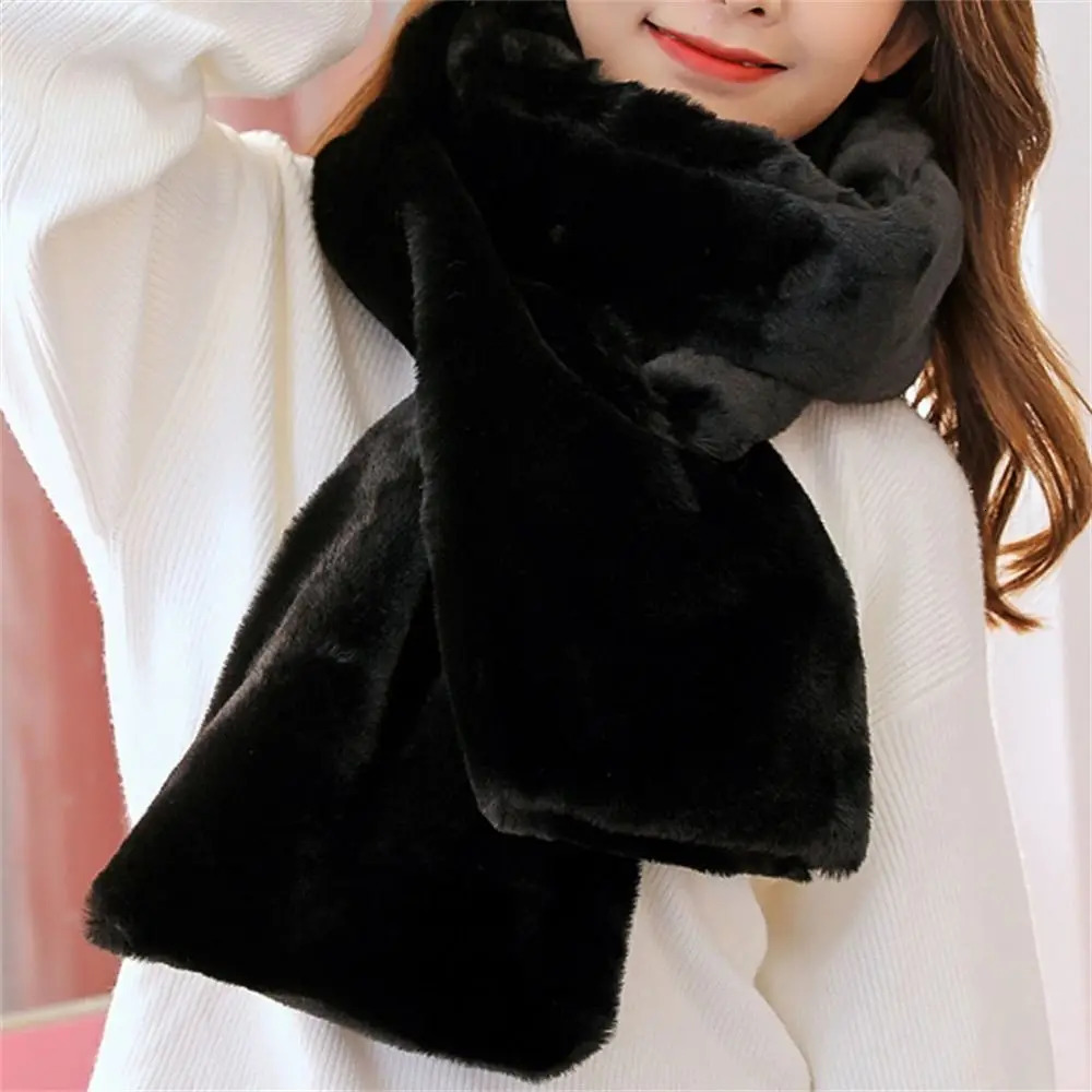 Korean Winter Faux Rabbit Fur Scarf Women Girls Scarf Soft Plush Scarves Solid Color Neck Collar Warmer Stuff Christma Gift 250929