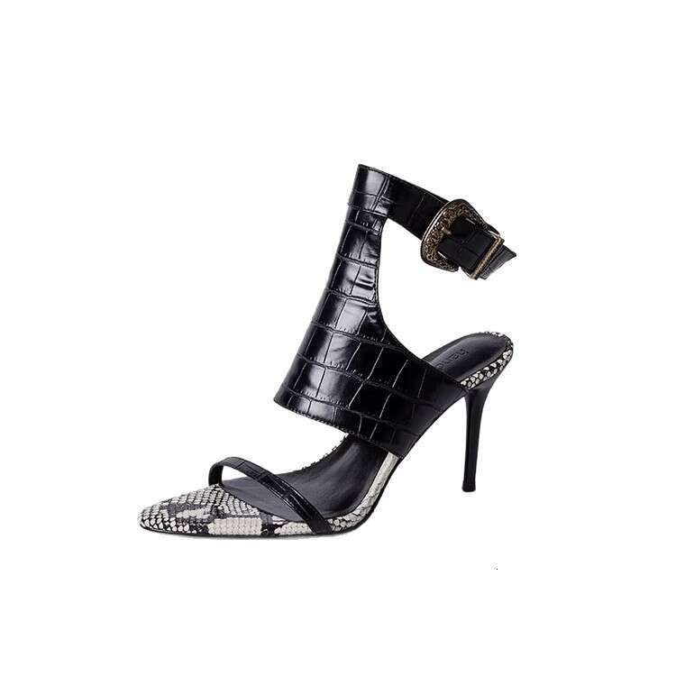 35-42 Plus Size Designer Shoe Black heelegant High heels Sexy Goddess Style with Dress Fashion Shoes Pointed Stiletto Open Toe Sandals