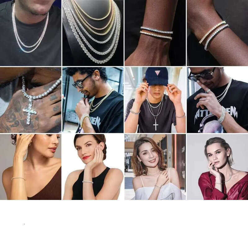Lowest Price Custom Jewelry Gold Plated Sterling Sier Iced Out 3mm 4mm 5mm D VVS Moissanite Dia Necklace Tennis Chain