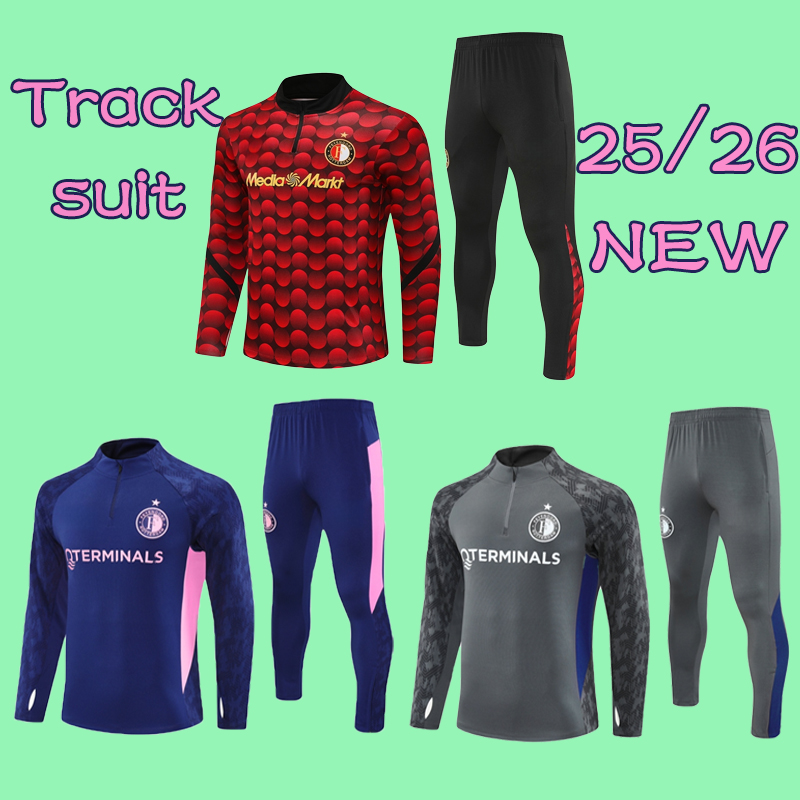2025 2026 Season Feyenoords long tracksuit 2526long sleeved training suit kit uniform chandal adult sweatshirt Sweater Men KIDS Feyenoords training shirt