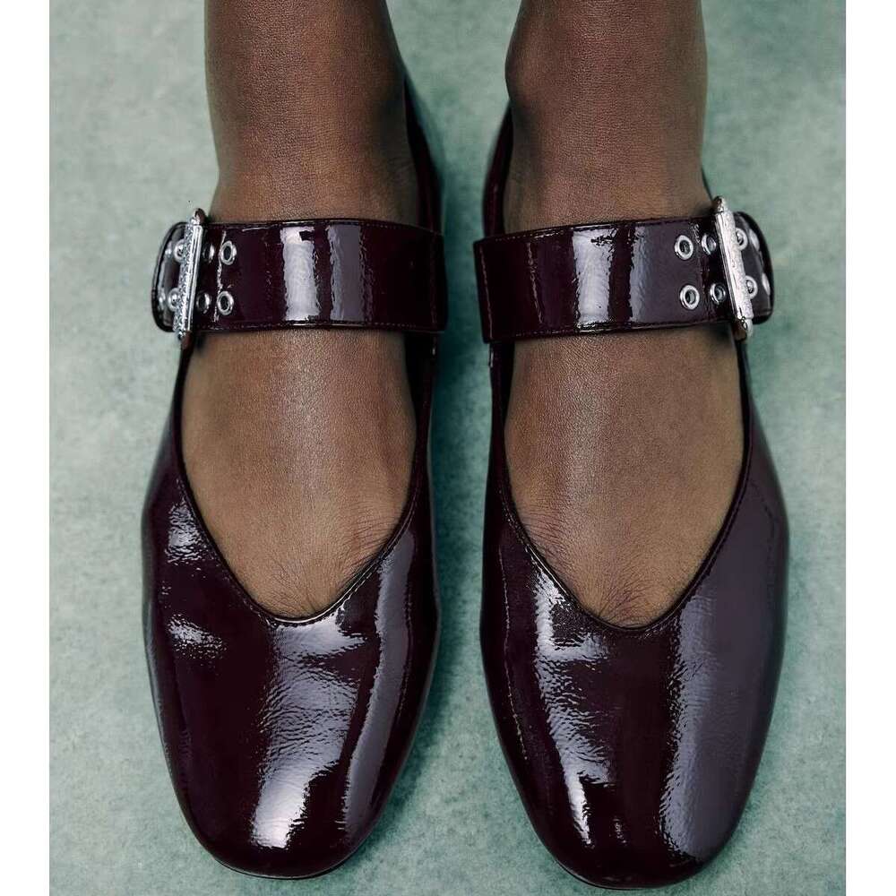 Designer Shoe 2025 Black Strap Buckle Mary Jane Style Ballet New Flat heel Round Toe Shallow Mouth Single Shoes for Women