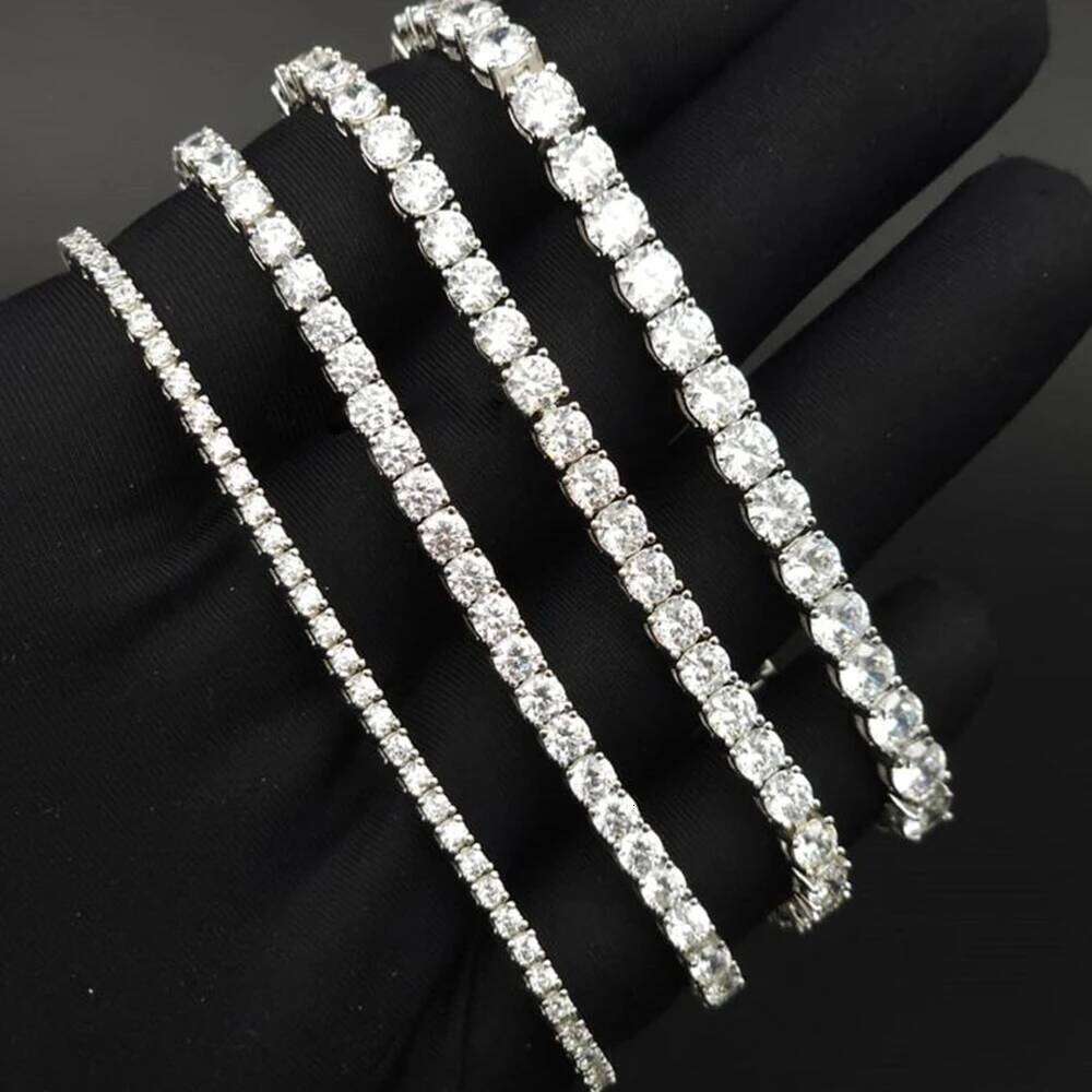 Dainty Full Moissanite Tennis Gold Plated Sterling Sier D Color Lab Created Dia Bracelet for Women Men