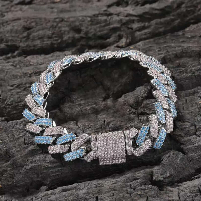 DHCollections Fashion Hip-Hop Cuban Bar Chain All-Match 13Mm Zircon-Inlaid Gold-Plated Necklace Bracelet Jewelry for Men