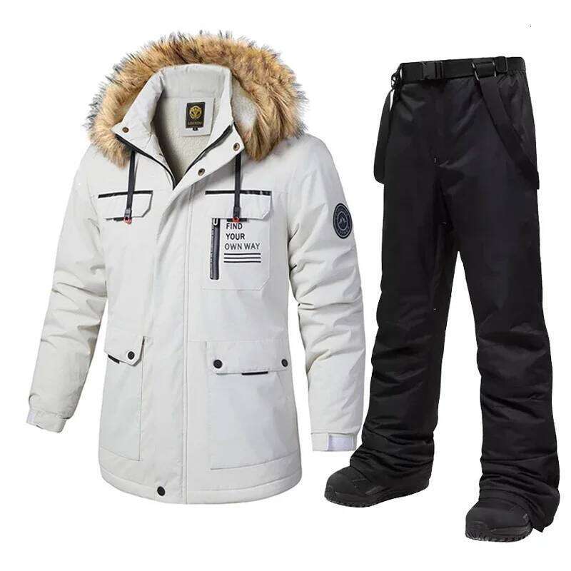 Winter Ski Suit Men Windproof Waterproof Thicken Warm Fleece Jacket Snow Pants Outdoor Snowboard Wear Skiing Overalls