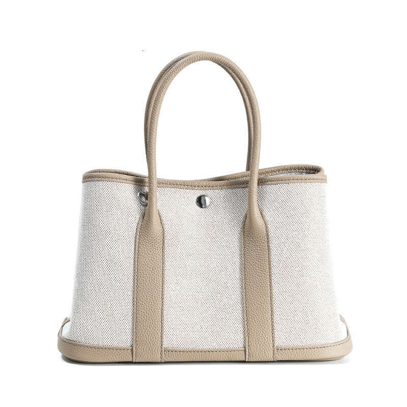 designer bag Luxury bag Niche High-End Women's Genuine Leather Handbag Top Layer Cowhide Large Capacity Canvas Color-Block Garden Tote Bag