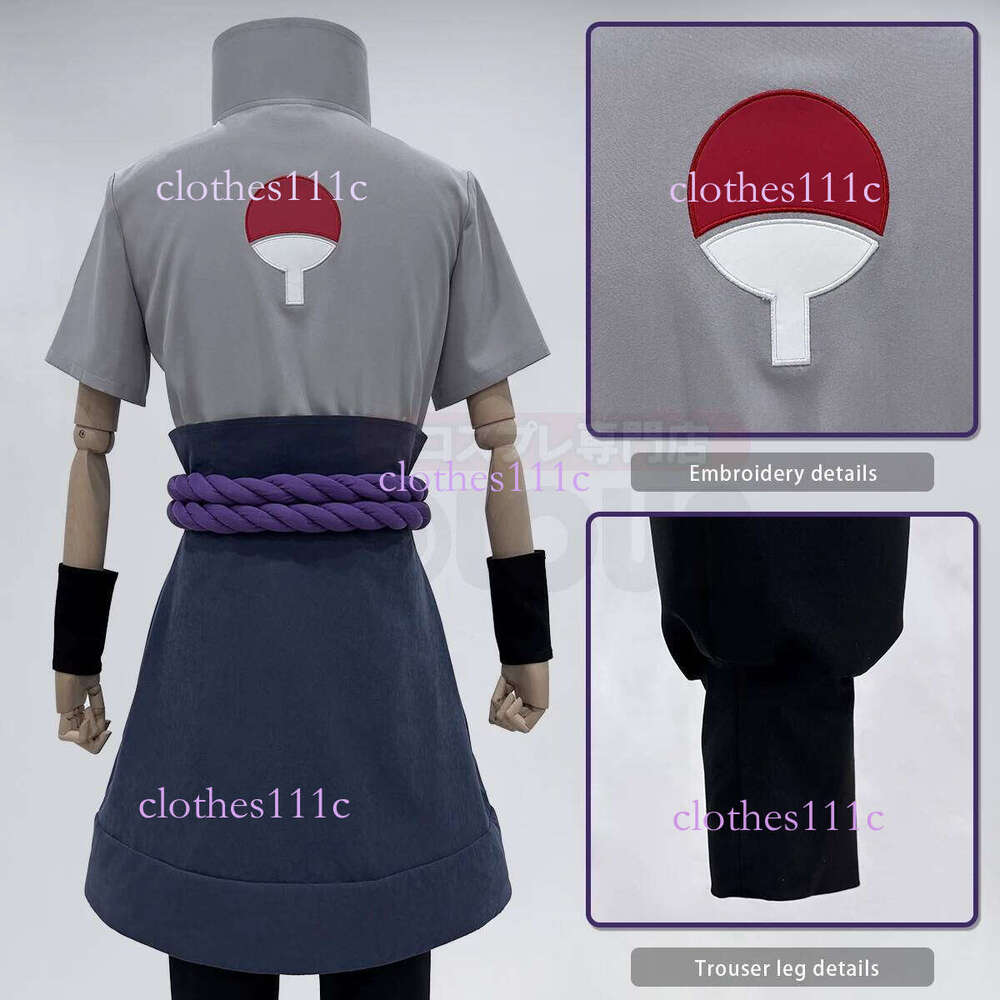 HOLOUN Anime Uchiha Sasuke Cosplay Costume Top Pants Belt Cos Convention Gift Adult Version Unisex