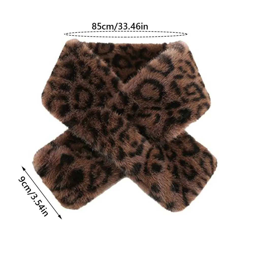 Thicken Warm Leopard Print Scarf Soft Faux Rabbit Fur Faux Fur Scarf Faux Collar Windproof Plush Scarf Winter Season 250929