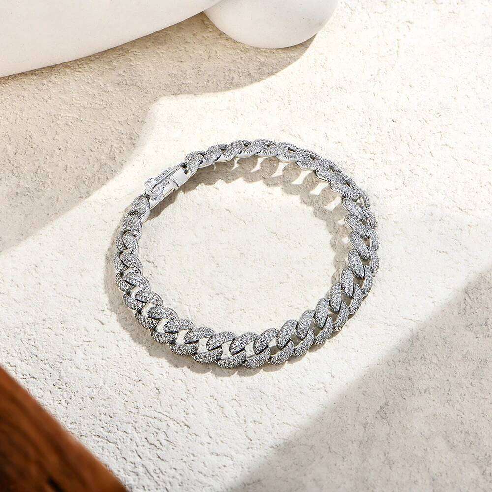 ATTAGEMS DVVS1 Full Moissanite Cuba Chain for Man Women Sterling Sier Gold Plated Hip Hop Tennis Bracelet Fine Jewelry