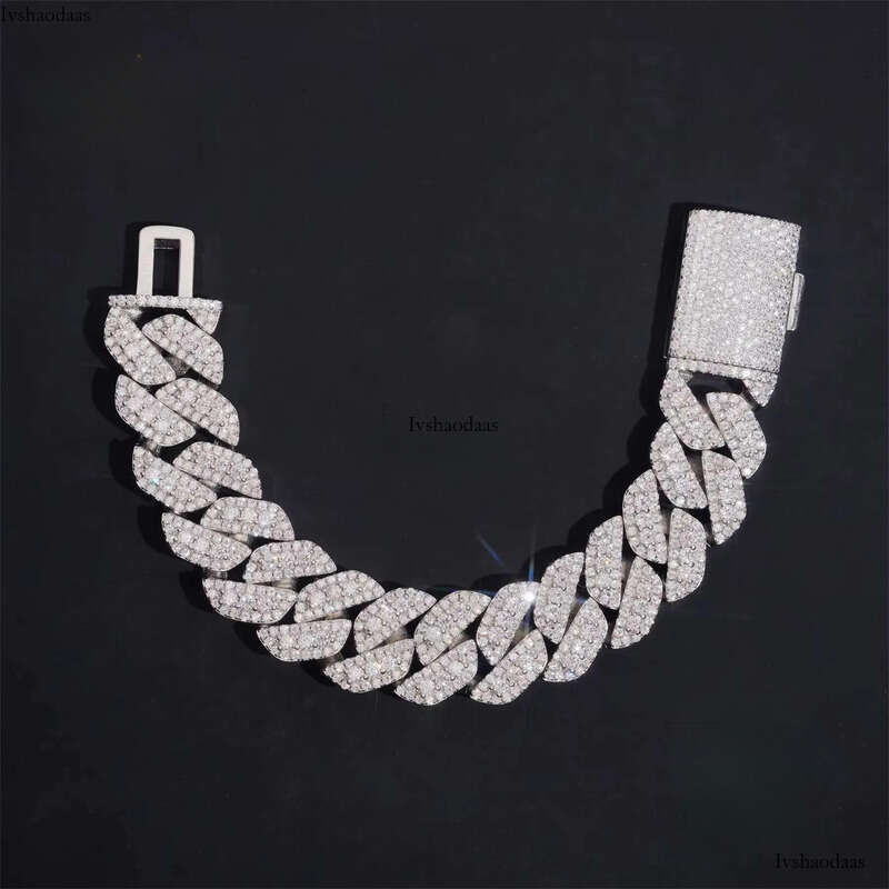 New Arrivals 18mm Man Design White Gold Jewelry Fashion Style Hip Hop S Moissanite Dia Miami Cuban Link Bracelet