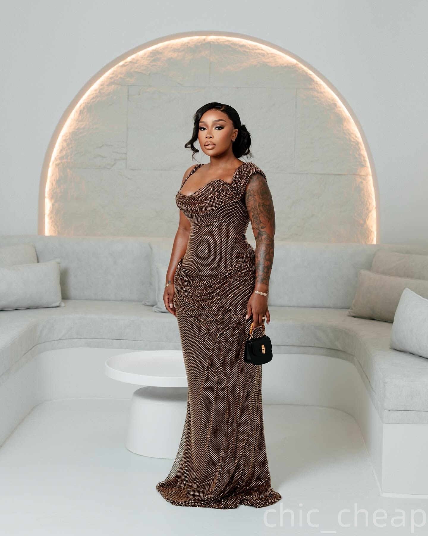 Mermaid Gold Evening Dresses Crystals Spaghetti Sequined Luxurious Prom Formal Party Second Birthday Engagement Gowns Plus Size Dress For Special Occa