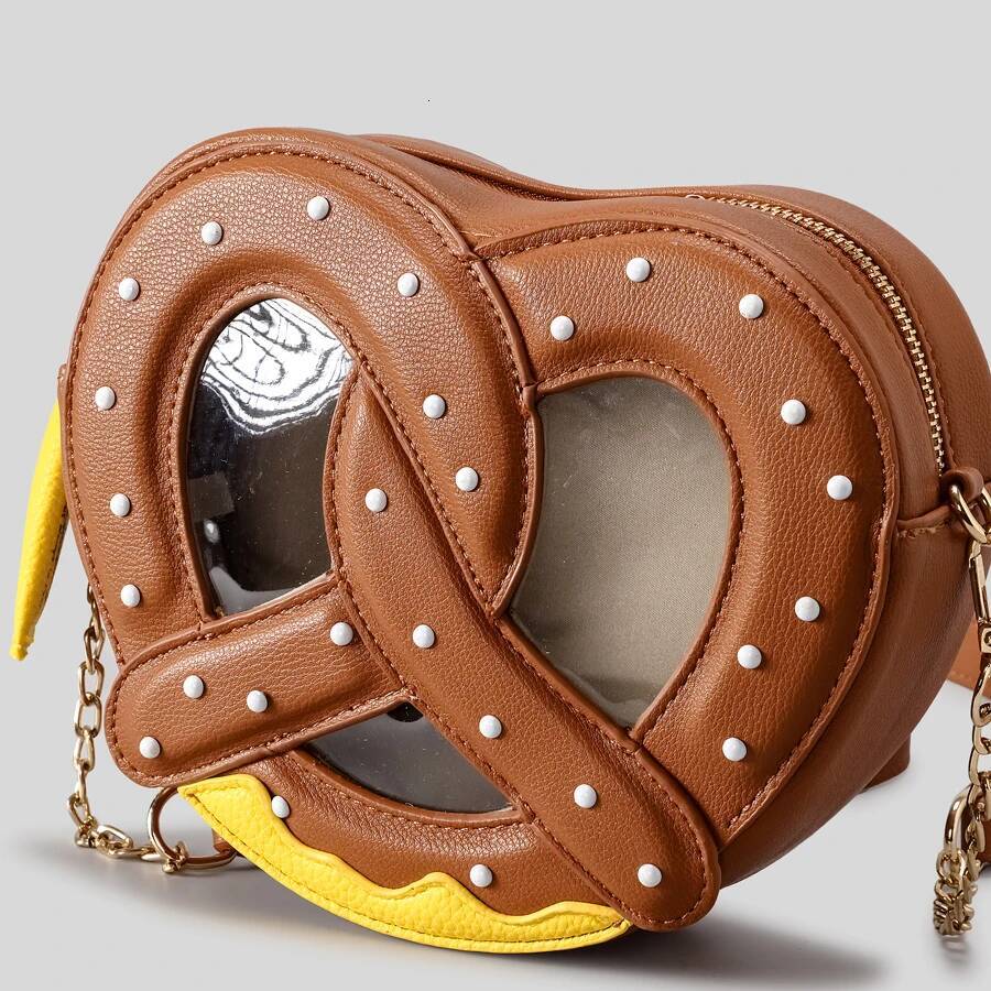 Funny 3D twisted soda bread design messenger bag cute transparent love hearts women shoulder crossbody bags novelty small purses high-quality