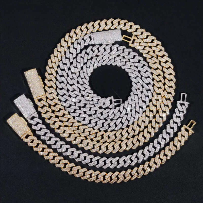 Best Selling 8mm 10mm Two Rows Iced Out Man Hip Hop Jewelry GRA Certificates Pass Dia Tester FL Moissanite Cuban Link Chain