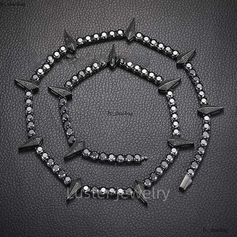 Luster Fine Sterling Sier 5mm Synthetic Dias Chain Wakanda Panther Style Round Black Moissanite Necklace